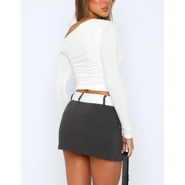 Nova | Ruched Off Shoulder Crop Top – Women's Long Sleeve Going Out Top