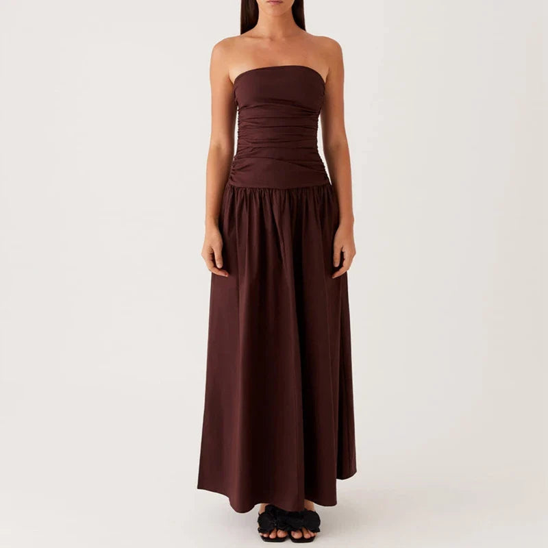 Santorini | Strapless Tile Print Smocked Maxi Dress