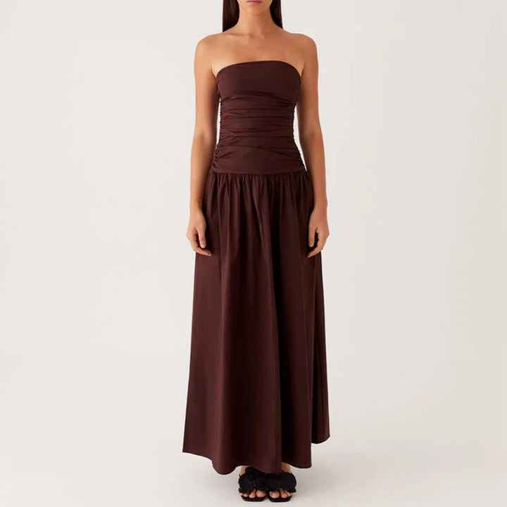 Santorini | Strapless Tile Print Smocked Maxi Dress