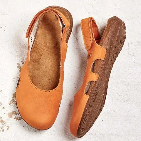 Cora | Cut-Out Slingback Closed Toe Flat Sandals