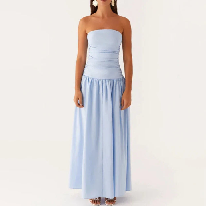 Santorini | Strapless Tile Print Smocked Maxi Dress