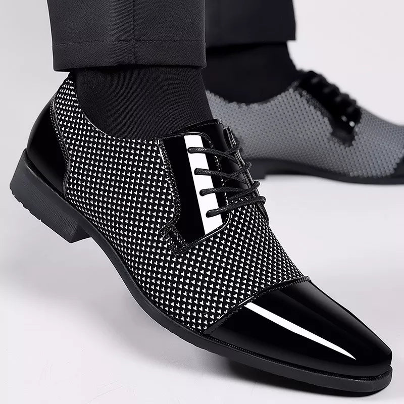 Dapper | Cap Toe Textured Panel Mens Oxford Formal Shoes