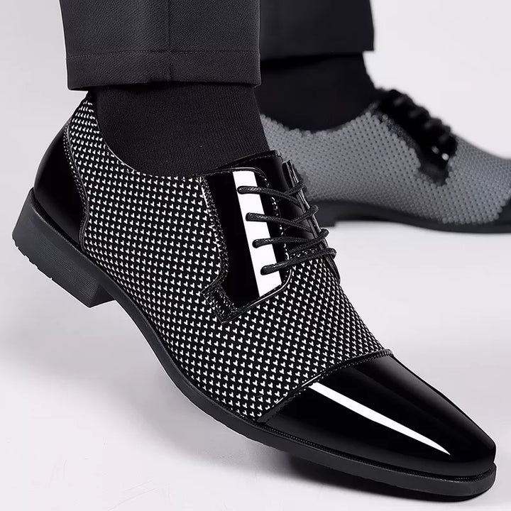 Dapper | Cap Toe Textured Panel Mens Oxford Formal Shoes