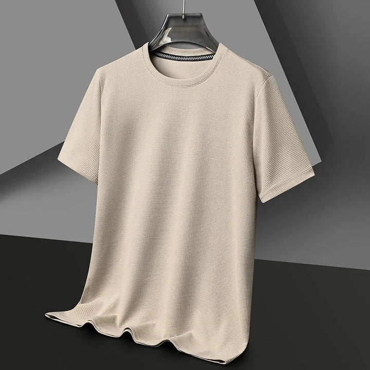 Taupe | Slim Fit Waffle Texture Crew Neck Mens T Shirt