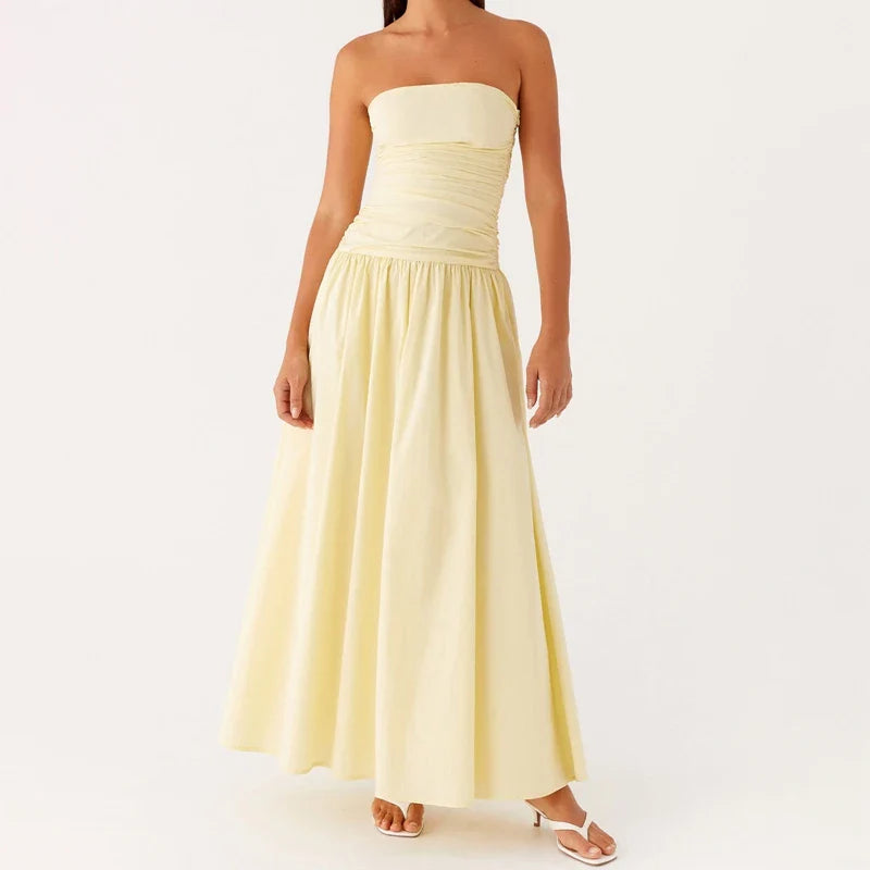 Santorini | Strapless Tile Print Smocked Maxi Dress