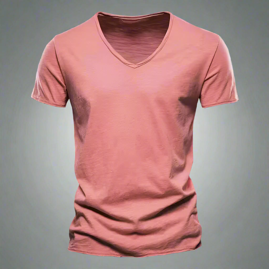 Riviera | Slim Fit Raw Edge Scoop Neck Plain Mens T Shirt
