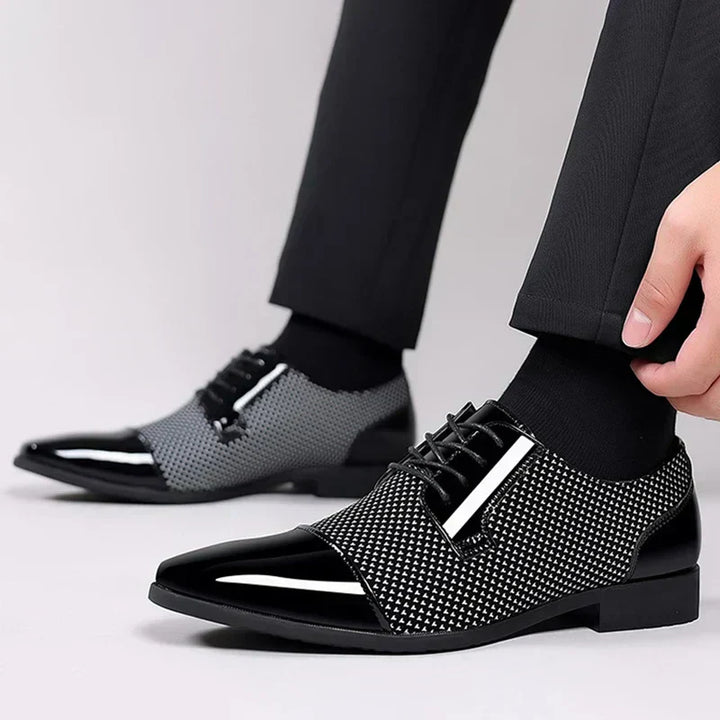 Dapper | Cap Toe Textured Panel Mens Oxford Formal Shoes