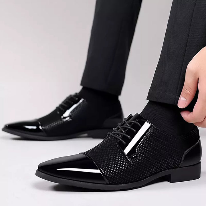 Dapper | Cap Toe Textured Panel Mens Oxford Formal Shoes