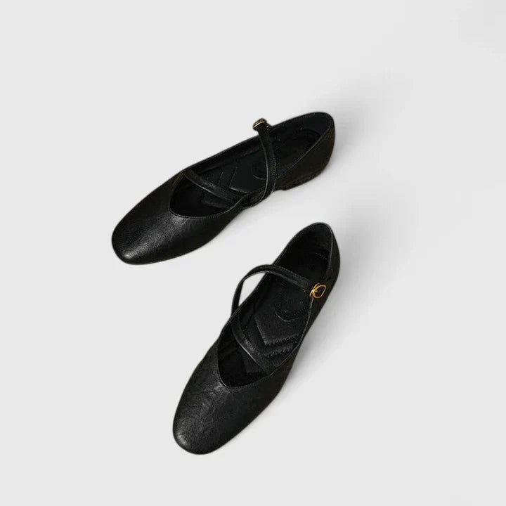 Margaux | Cross-Strap Leather Orthopedic Flats for Women