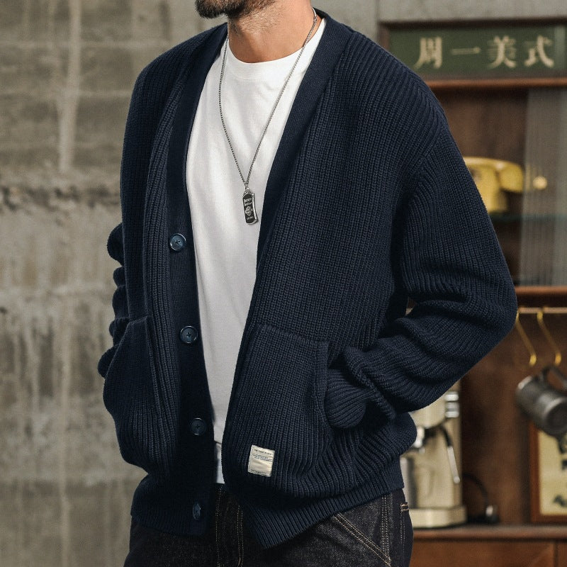 Workroom | Chunky Rib Knit V-Neck Men's Cardigan