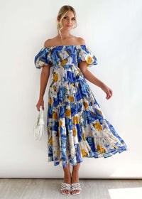 Botanica | Floral Off The Shoulder Dress Smocked Midi