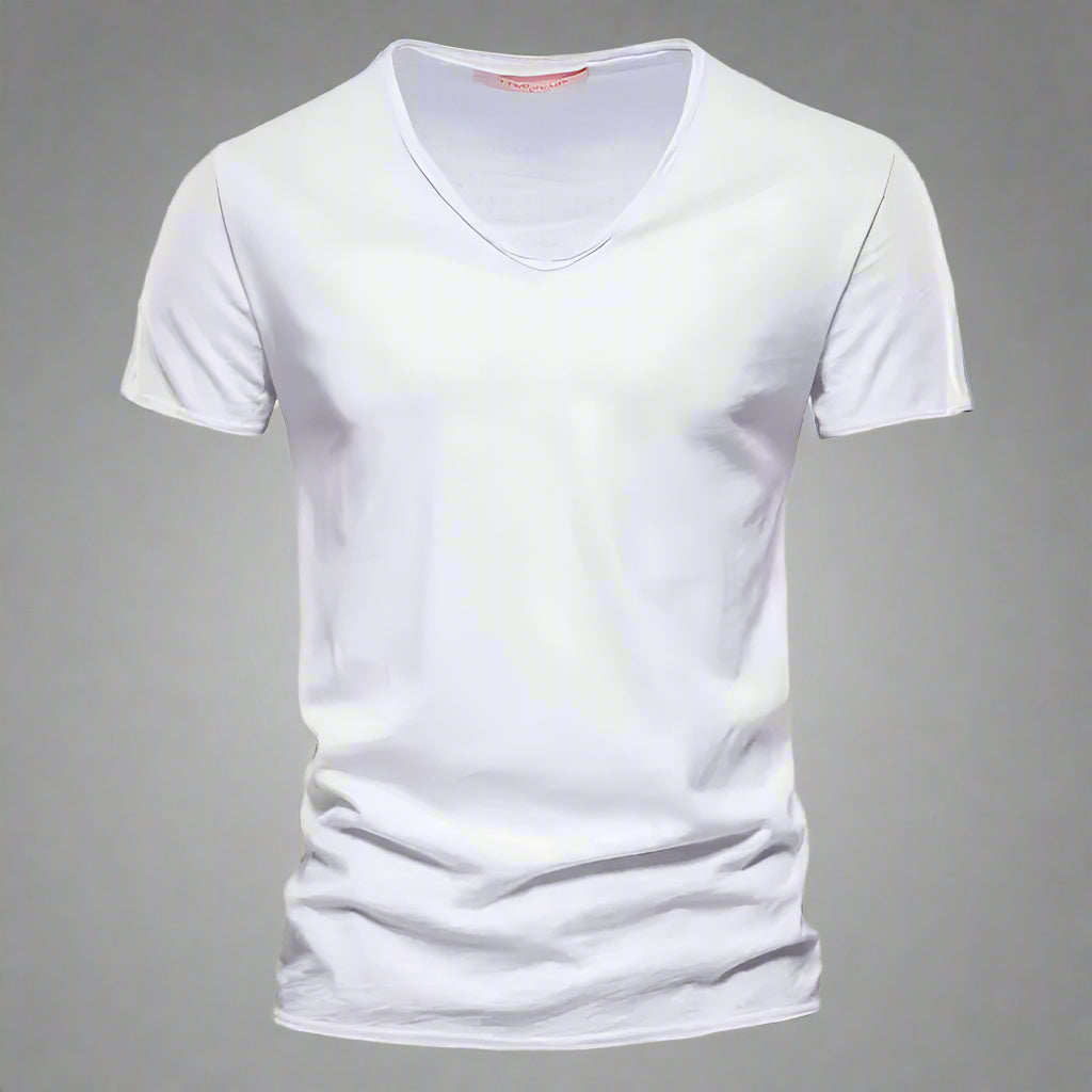 Riviera | Slim Fit Raw Edge Scoop Neck Plain Mens T Shirt
