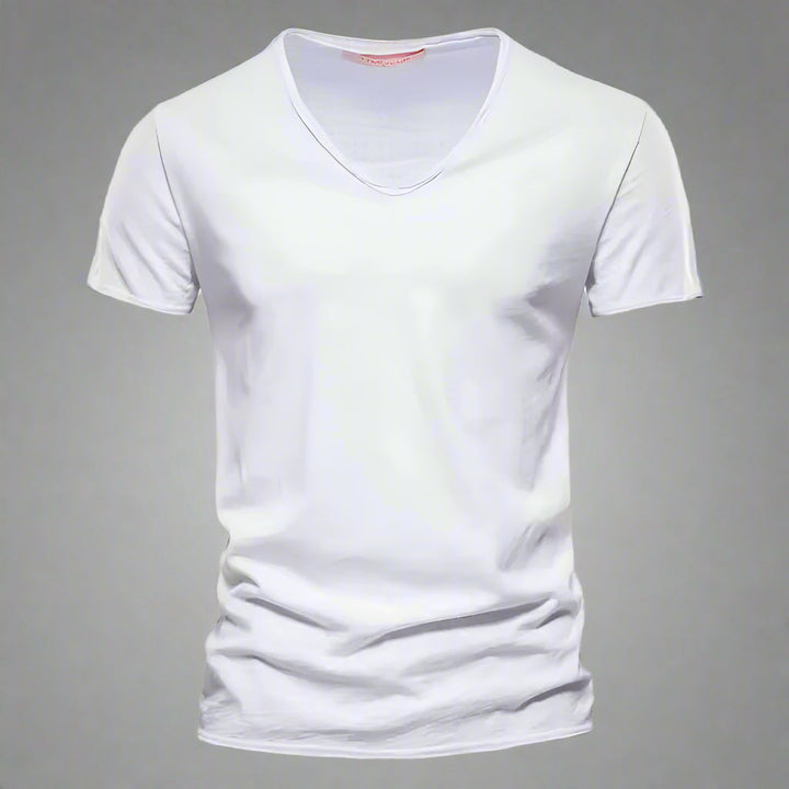 Riviera | Slim Fit Raw Edge Scoop Neck Plain Mens T Shirt