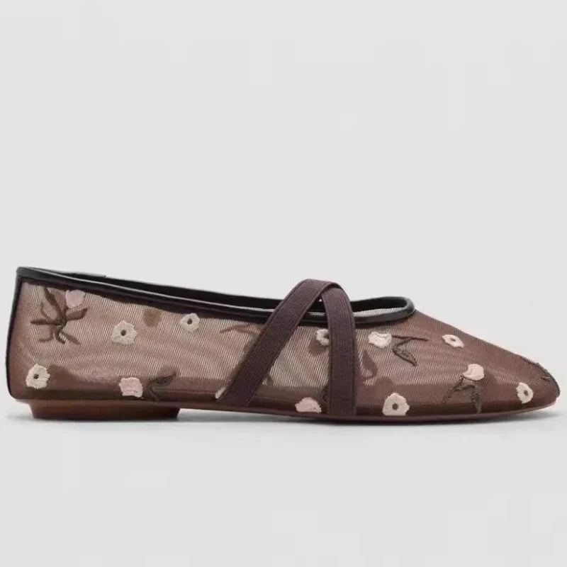 Rosette | Floral Embroidered Mary Jane Orthopedic Flats for Women