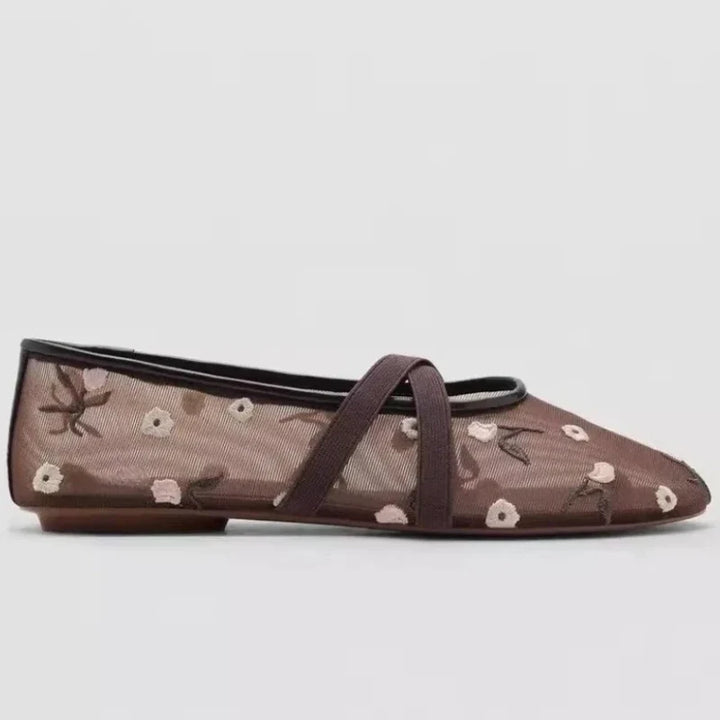 Rosette | Floral Embroidered Mary Jane Orthopedic Flats for Women