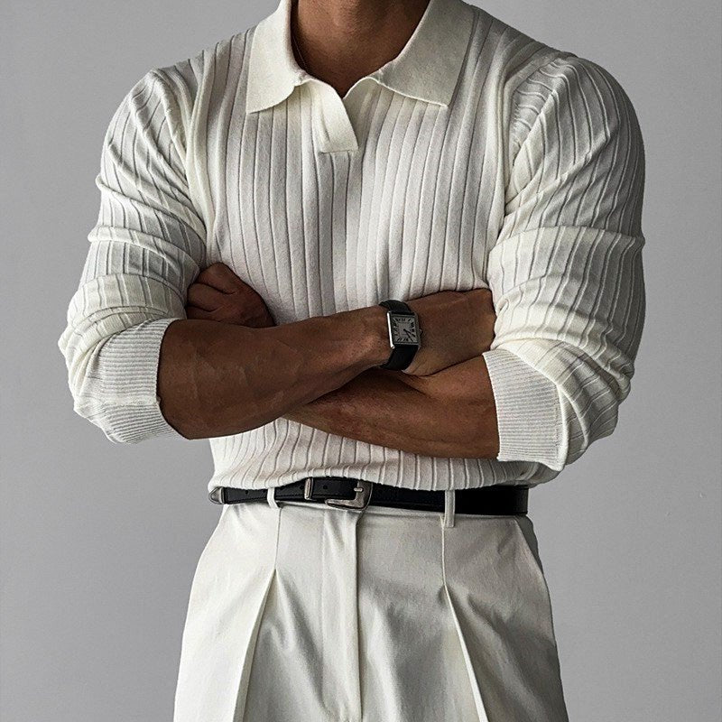 Otto | Men's Long Sleeve Ribbed Knit Polo