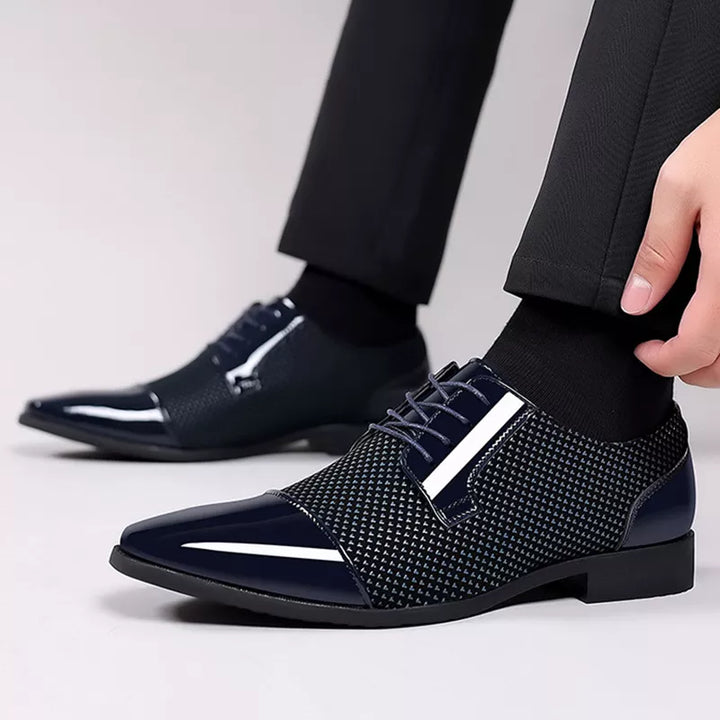 Dapper | Cap Toe Textured Panel Mens Oxford Formal Shoes