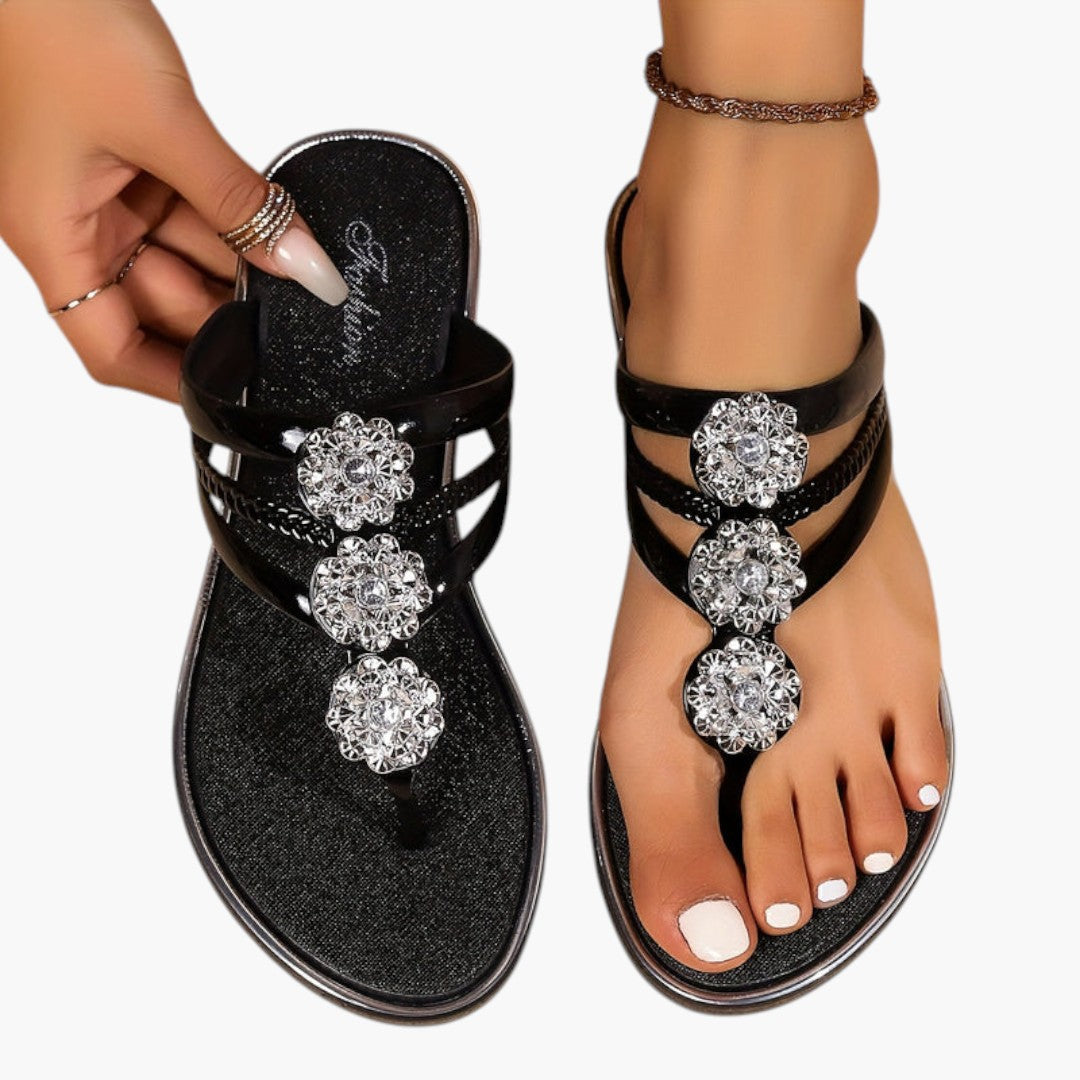 Lumina | Crystal Cluster Toe Post Flat Sandals