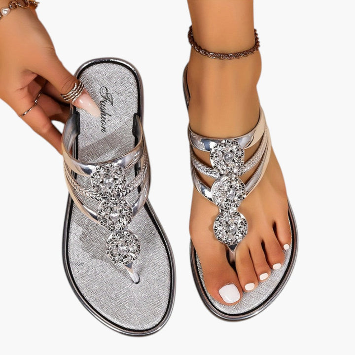 Lumina | Crystal Cluster Toe Post Flat Sandals