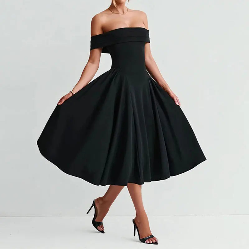 Scarlett | Structured Off The Shoulder Dress A-Line Midi