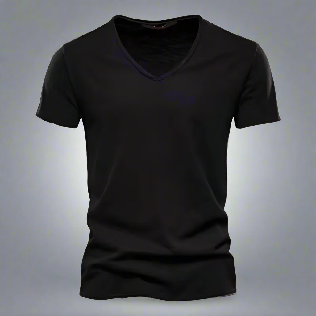 Riviera | Slim Fit Raw Edge Scoop Neck Plain Mens T Shirt