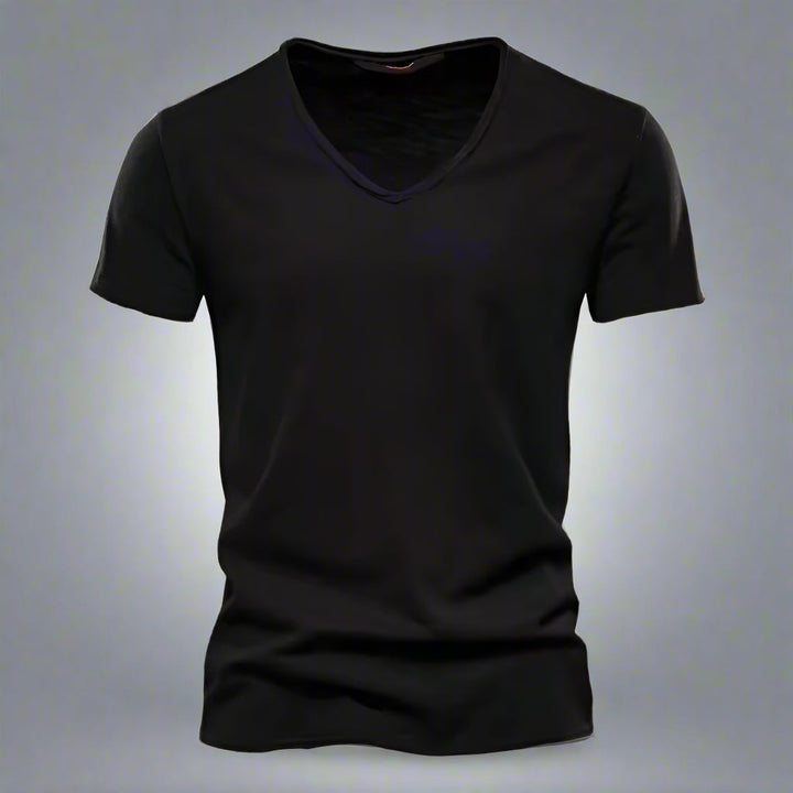 Riviera | Slim Fit Raw Edge Scoop Neck Plain Mens T Shirt