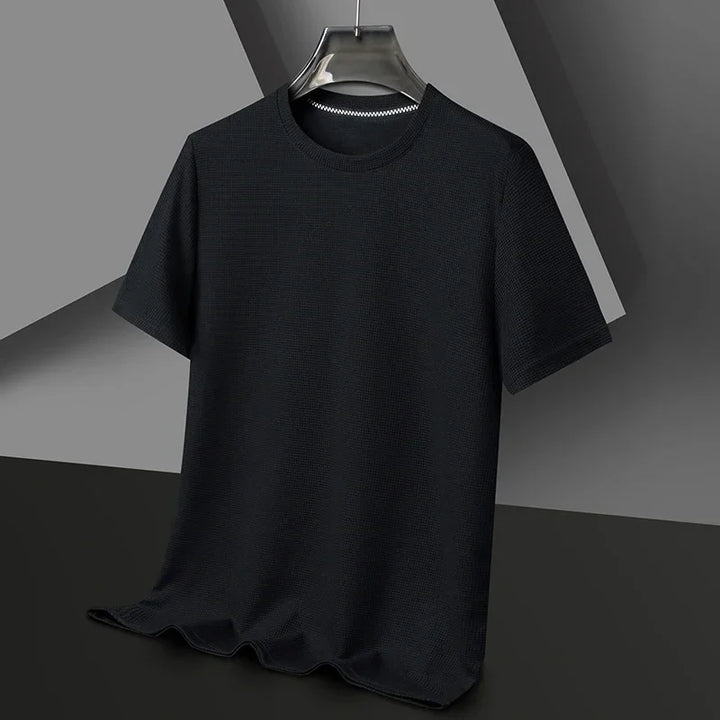 Taupe | Slim Fit Waffle Texture Crew Neck Mens T Shirt
