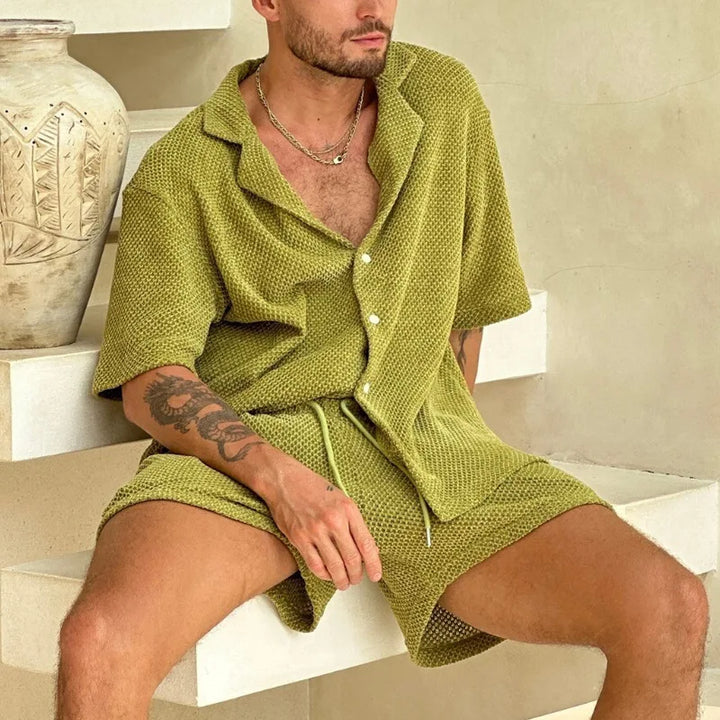 Amalfi | Men's Waffle Knit Camp Collar Co-ord Set