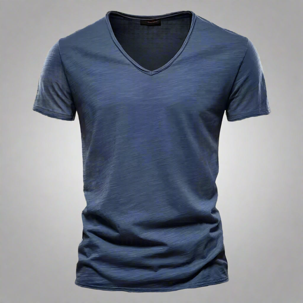 Riviera | Slim Fit Raw Edge Scoop Neck Plain Mens T Shirt