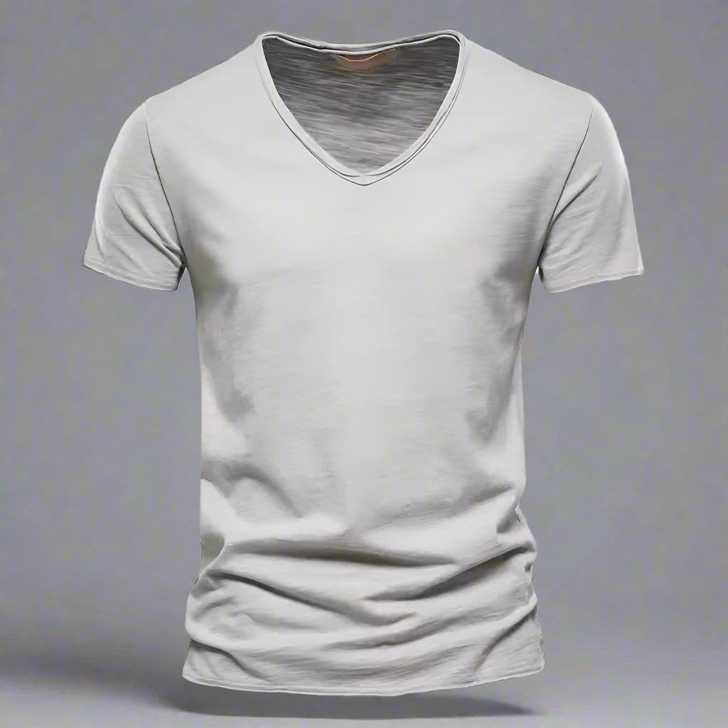 Riviera | Slim Fit Raw Edge Scoop Neck Plain Mens T Shirt