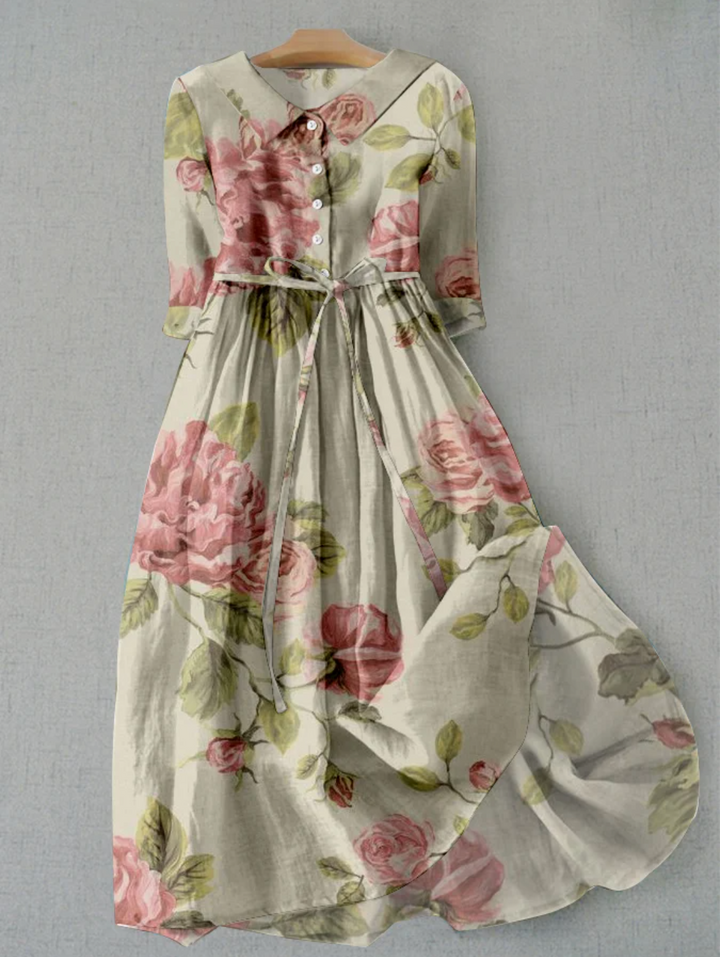 Peony | Floral Belted Button-Front Maxi Summer Dress
