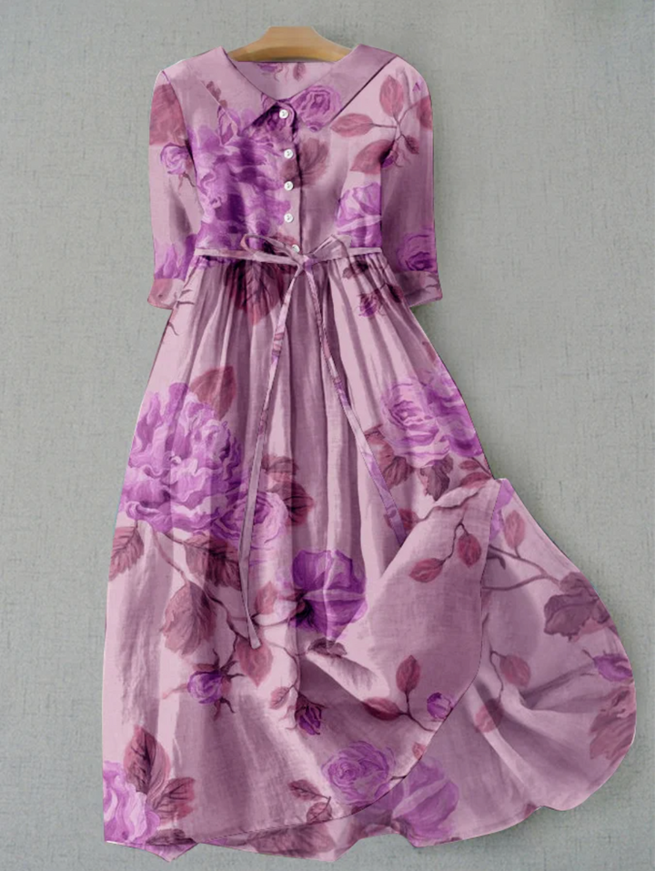 Peony | Floral Belted Button-Front Maxi Summer Dress
