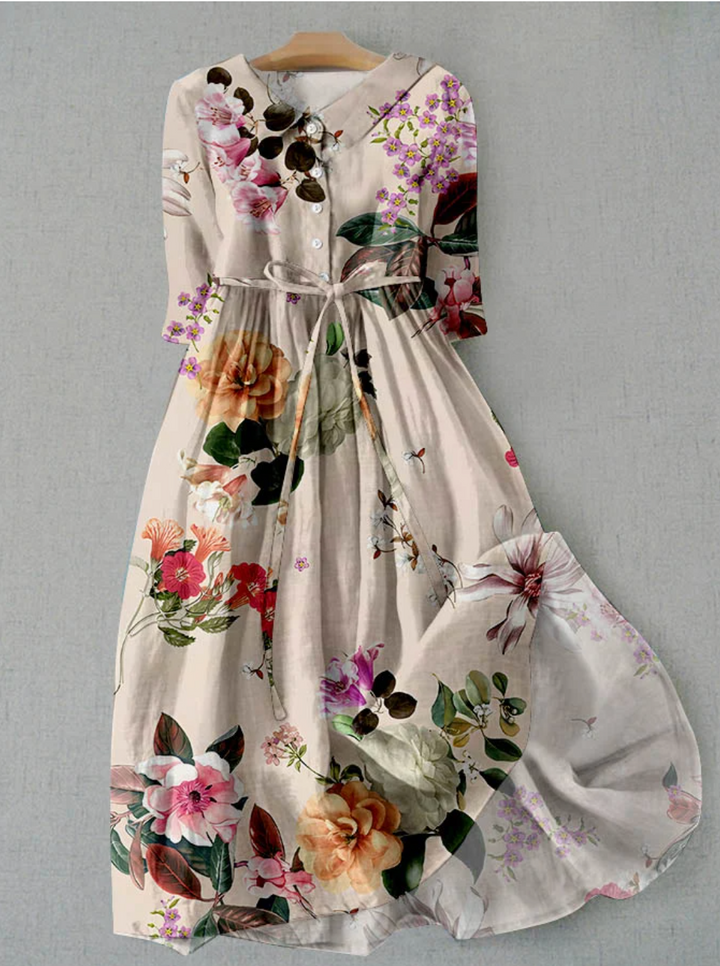Peony | Floral Belted Button-Front Maxi Summer Dress