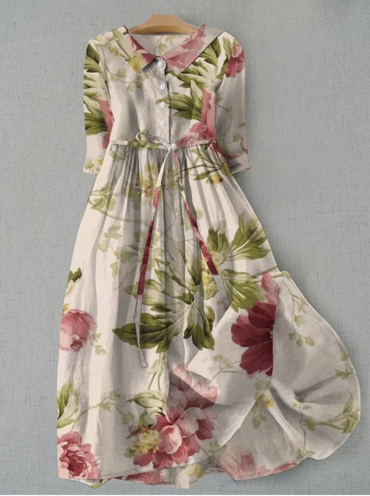 Peony | Floral Belted Button-Front Maxi Summer Dress
