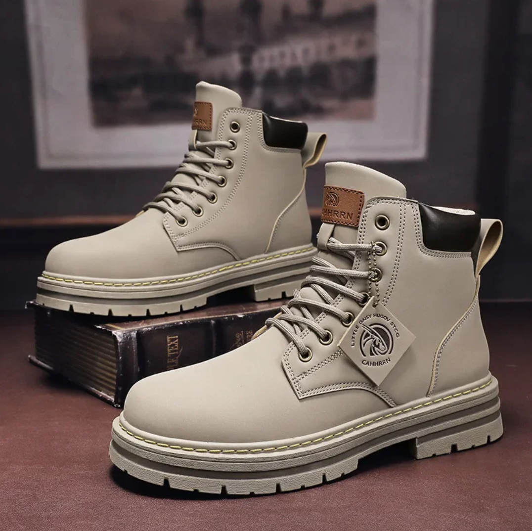 Caden | High Top Lace-Up Leather Badge Work Boots