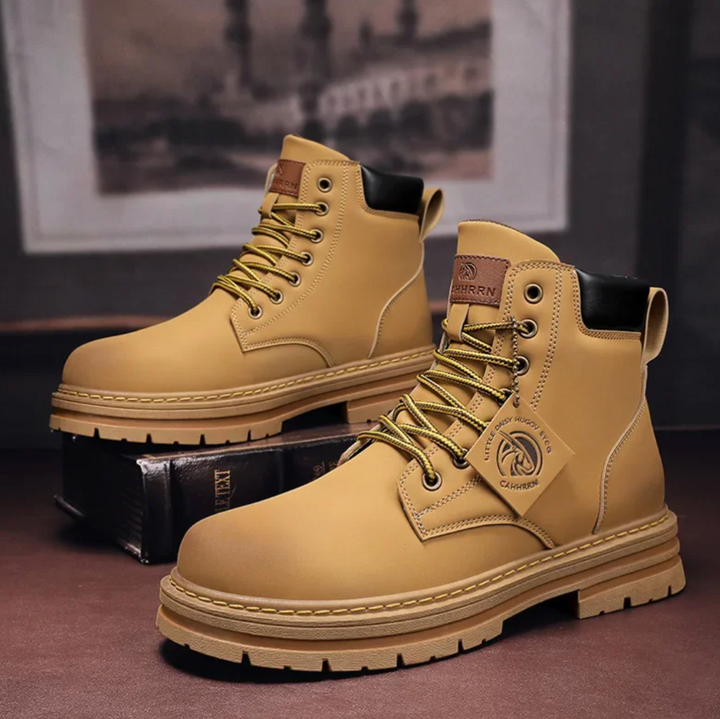 Caden | High Top Lace-Up Leather Badge Work Boots