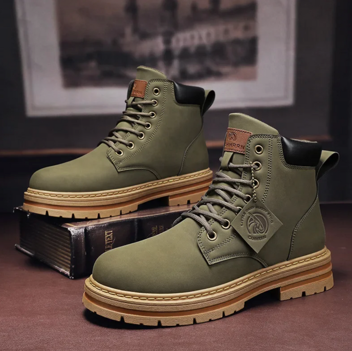 Caden | High Top Lace-Up Leather Badge Work Boots