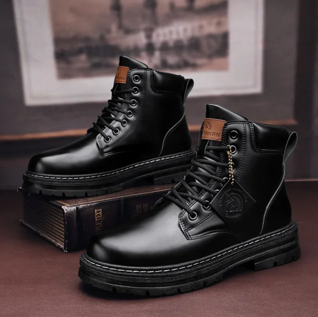 Caden | High Top Lace-Up Leather Badge Work Boots