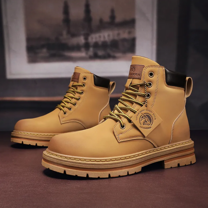 Caden | High Top Lace-Up Leather Badge Work Boots
