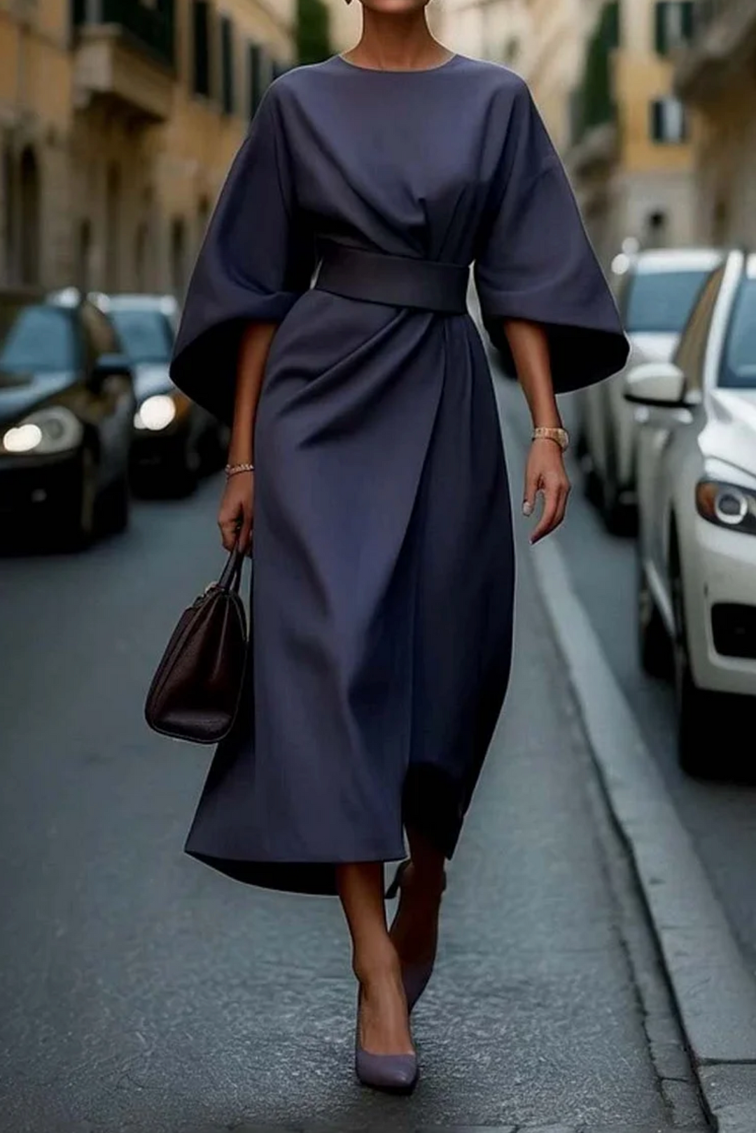 Amara | Minimalist Belted Wedding Guest Dress