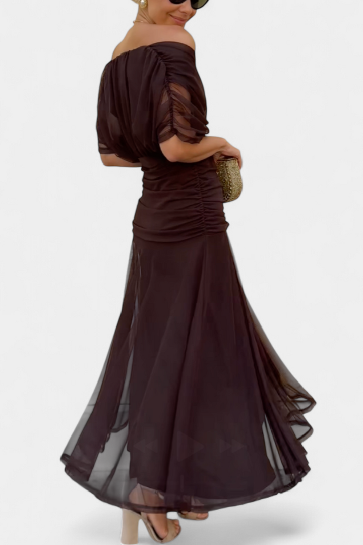 Amara | Elegant Off-Shoulder Wedding Guest Dress