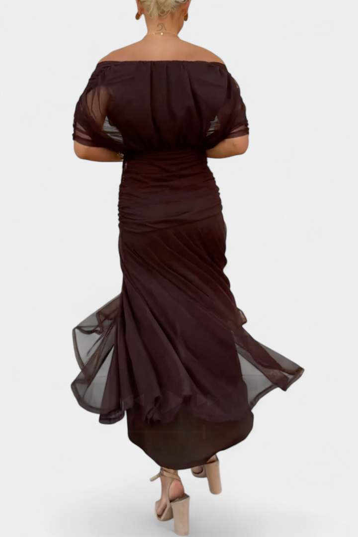 Amara | Elegant Off-Shoulder Wedding Guest Dress