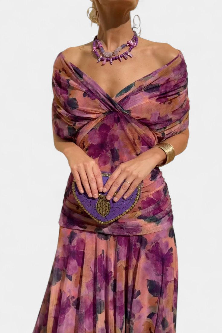 Amara | Elegant Off-Shoulder Wedding Guest Dress