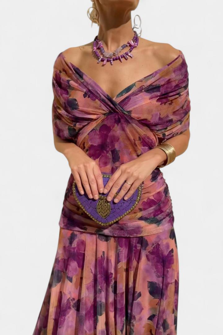 Amara | Elegant Off-Shoulder Wedding Guest Dress