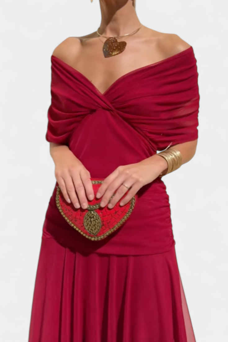 Amara | Elegant Off-Shoulder Wedding Guest Dress