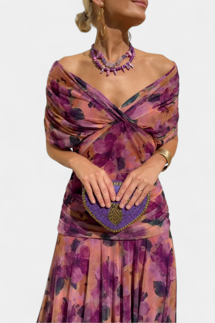 Amara | Elegant Off-Shoulder Wedding Guest Dress