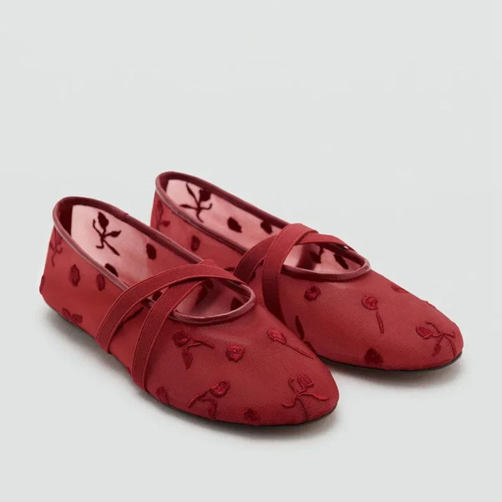 Rosette | Floral Embroidered Mary Jane Orthopedic Flats for Women