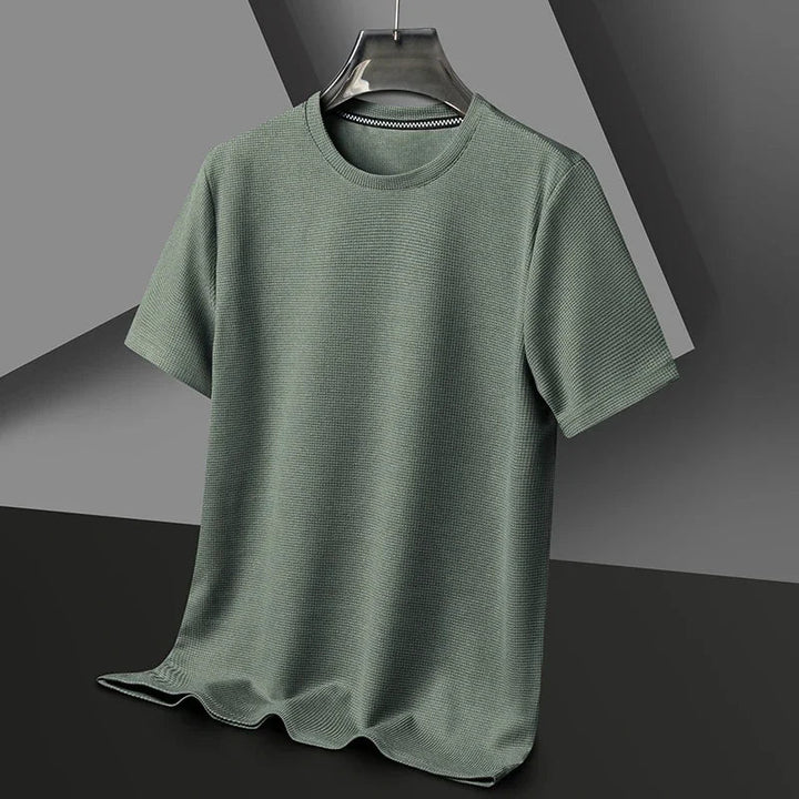 Taupe | Slim Fit Waffle Texture Crew Neck Mens T Shirt