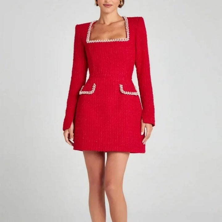 Vivienne | Women's Tweed Crystal-Trim Mini Dress
