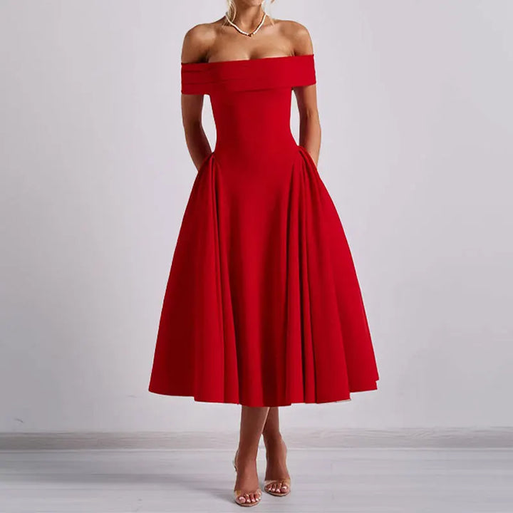 Scarlett | Structured Off The Shoulder Dress A-Line Midi